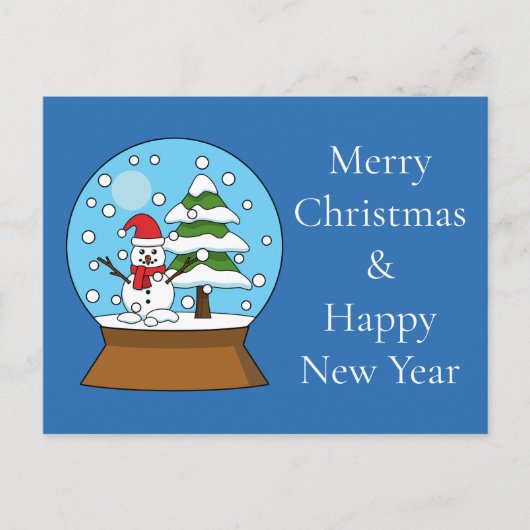 Sneeuw Wereldbol w / Sneeuwman en dennenboom | per Feestdagenkaart (Voorkant)