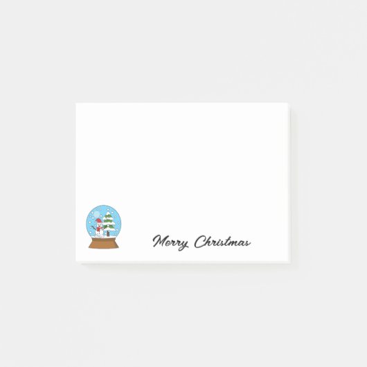Sneeuw Wereldbol w / Sneeuwman en dennenboom | per Post-it® Notes (Voorkant)