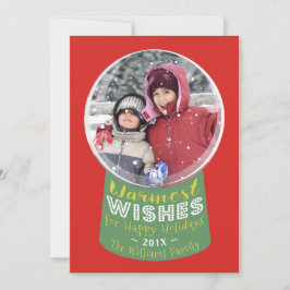 Sneeuw Wereldbol Warmste Wens Kerstkaart