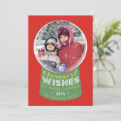 Sneeuw Wereldbol Warmste Wens Kerstkaart (Staand voorkant)