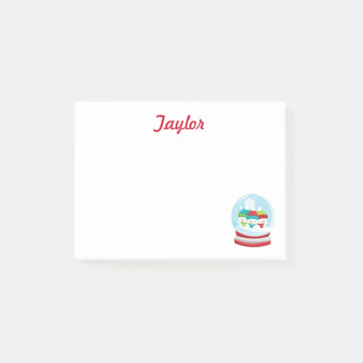 Sneeuw wereldbol winter post-it® notes (Voorkant)