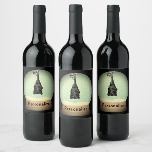 Sneeuw wereldbol zwarte gothiek wijn etiket (Flessen)