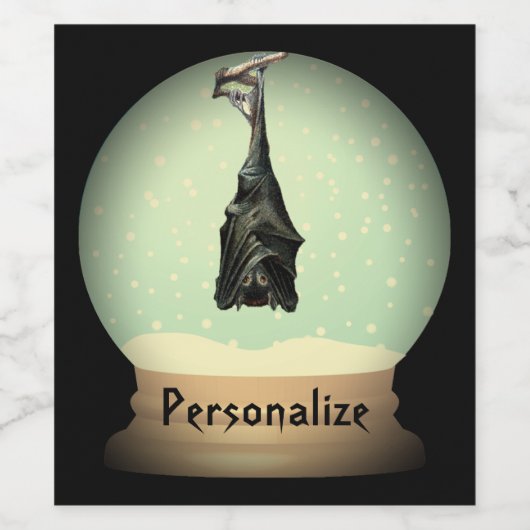 Sneeuw wereldbol zwarte  gothiek wijn etiket (Enkel label)