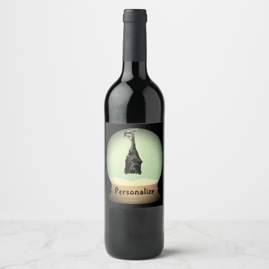 Sneeuw wereldbol zwarte  gothiek wijn etiket (Voorkant)