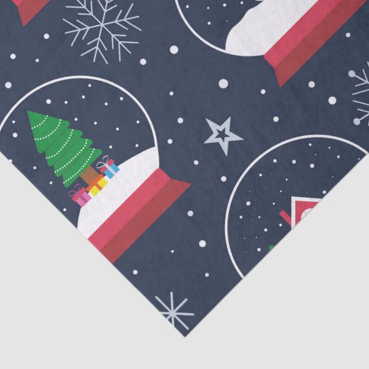 Sneeuw Wereldbollen met sneeuwpoppen en kerstbomen Tissuepapier (Detail)