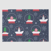 Sneeuw Wereldbollen met sneeuwpoppen en kerstbomen Tissuepapier (Voorkant)