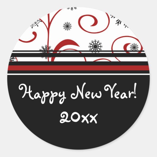 Sneeuw & wervelingen Gelukkig Nieuwjaar Stickers (Voorkant)