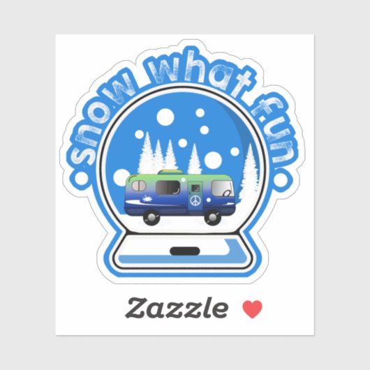 Sneeuw What Fun Snowglobe Winter Scene Sticker (Vel)