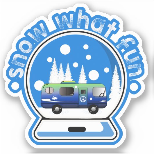 Sneeuw What Fun Snowglobe Winter Scene Sticker (Voorkant)