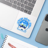 Sneeuw What Fun Snowglobe Winter Scene Sticker (Laptop met iPhone)