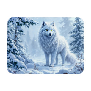 Sneeuw wilde wolf gele neon ogen decor magneet