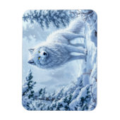 Sneeuw wilde wolf gele neon ogen decor magneet (Verticaal)