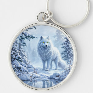 Sneeuw wilde wolf gele neon ogen decor sleutelhanger