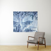 Sneeuw wilde wolf gele neon ogen decor wandkleed (In Situ (horizontaal))