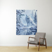 Sneeuw wilde wolf gele neon ogen decor