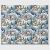 Sneeuw Winter Beierse Dorp Kerstvakantie Cadeaupapier (Vlak)