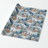 Sneeuw Winter Beierse Dorp Kerstvakantie Cadeaupapier (Uitgerold)