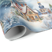 Sneeuw Winter Beierse Dorp Kerstvakantie Cadeaupapier (Rol Hoek)