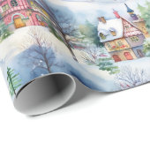 Sneeuw Winter Beierse Dorp Kerstvakantie Cadeaupapier (Rol Hoek)