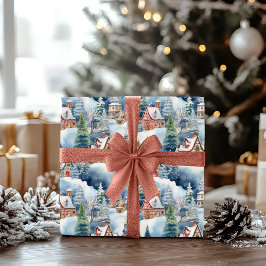 Sneeuw Winter Beierse Dorp Kerstvakantie Cadeaupapier