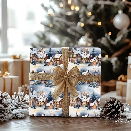 Sneeuw Winter Beierse Dorp Kerstvakantie Cadeaupapier