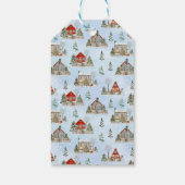 Sneeuw Winter Cottage voor Bomen Kerstmis Cadeaulabel (Achterkant)