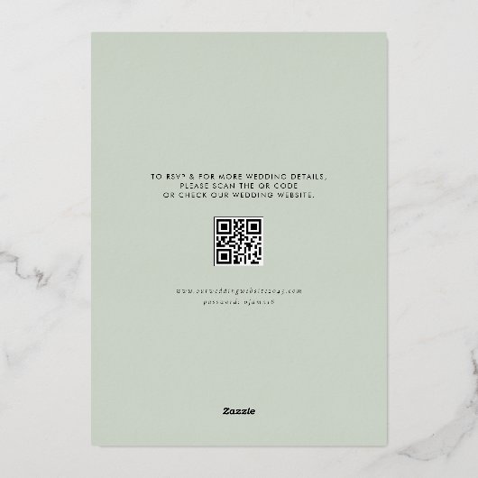 Sneeuw Winter Evergreen Forest QR Code Wedding Folie Uitnodiging (Achterkant)