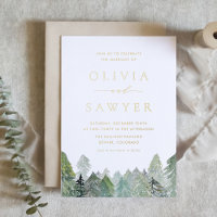 Sneeuw Winter Evergreen Forest QR Code Wedding