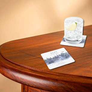 Sneeuw Winter Forest Baby Het is koud buiten Kartonnen Onderzetters