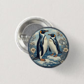 Sneeuw Winter Gletsjer Blauwe Pinguïn Koppel Heer Ronde Button 3,2 Cm (Voorkant /achterkant)
