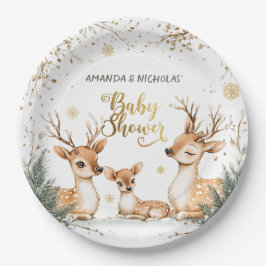 Sneeuw Winter Herten Baby Shower Papieren Bordje