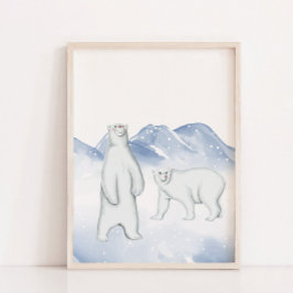 Sneeuw Winter Ijsbeer Arctisch Kinderkamer Muur De Poster