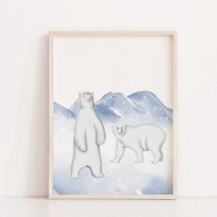 Sneeuw Winter Ijsbeer Arctisch Kinderkamer Muur De Poster
