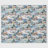 Sneeuw Winter New England Village Kerstvakantie Cadeaupapier (Vlak)