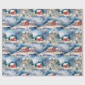 Sneeuw Winter New England Village Kerstvakantie Cadeaupapier (Vlak)