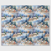 Sneeuw Winter New England Village Kerstvakantie Cadeaupapier (Vlak)