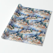 Sneeuw Winter New England Village Kerstvakantie Cadeaupapier (Uitgerold)