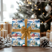 Sneeuw Winter New England Village Kerstvakantie Cadeaupapier