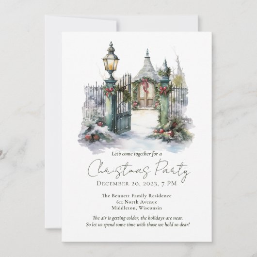 Sneeuw Winter Scene Forest Pine Waterverf Kerst Kaart (Voorkant)