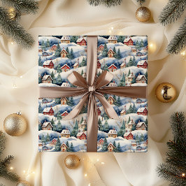 Sneeuw Winter Swiss Village Kerstvakantie Cadeaupapier