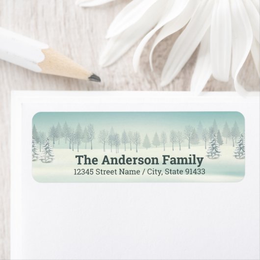 Sneeuw Winter Vakantie Retouradres Label (Insitu)