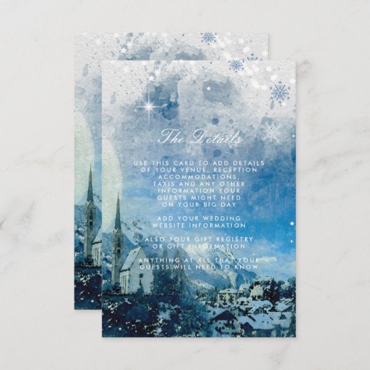 Sneeuw Winter Vakantie Trouwgegevens Informatie Informatiekaartje (Voorkant / Achterkant)