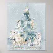 Sneeuw Winter Wonderland Bosdieren Poster (Voorkant)