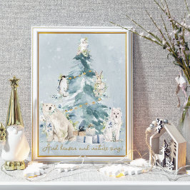 Sneeuw Winter Wonderland Bosdieren Poster