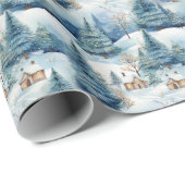 Sneeuw Winter Wonderland Landschap Kerstvakantie Cadeaupapier (Rol Hoek)