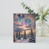 Sneeuw winterbos, ijskristallen, noorderlicht briefkaart (Staand voorkant)