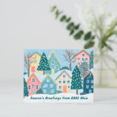 Sneeuw Winterdorp Vakantie Kerstmis Aangepaste Fot Briefkaart (Staand voorkant)