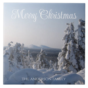 Sneeuw winterlandschap Kerst Tegeltje