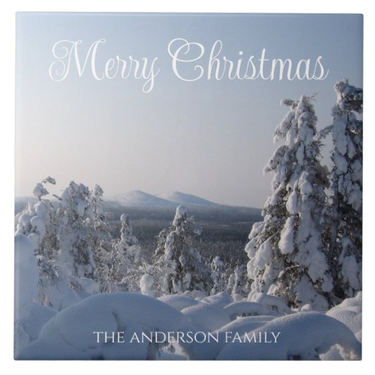 Sneeuw winterlandschap Kerst Tegeltje (Voorkant)