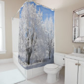 sneeuw , witte bomen in de winter douchegordijn (In situ)